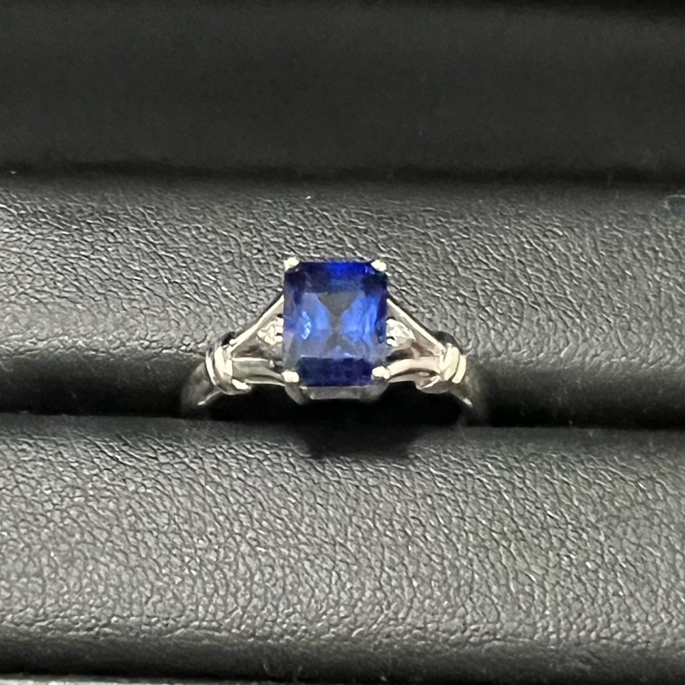 Blue Sapphire and Diamond Ring